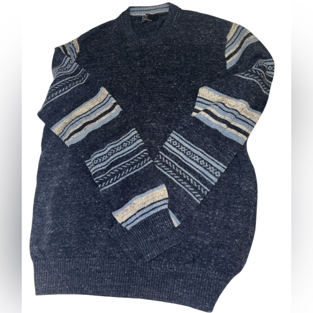 Gap Men's Blue Crewneck Patterned Sweater Size Large - Picture 1 of 3